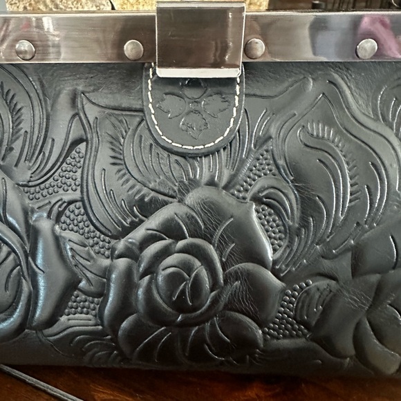 Beautiful Black Embossed Handbag by Patricia Nash - Picture 4 of 5